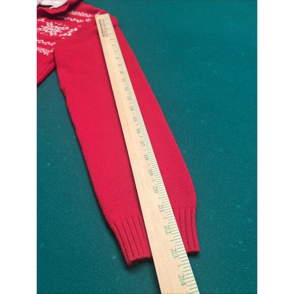 Vintage Ralph Lauren Hand Knit Button Neck Sweater Red Nordic Snowflake - Picture 5 of 5